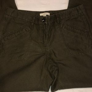Loft Womens Linen/Cotton Blend Pants Tapered Fit